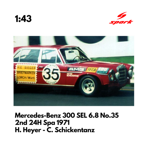 Mercedes-Benz 300 SEL 6.8 No.35 2nd 24H Spa 1971 - 1:43 Spark Model Car