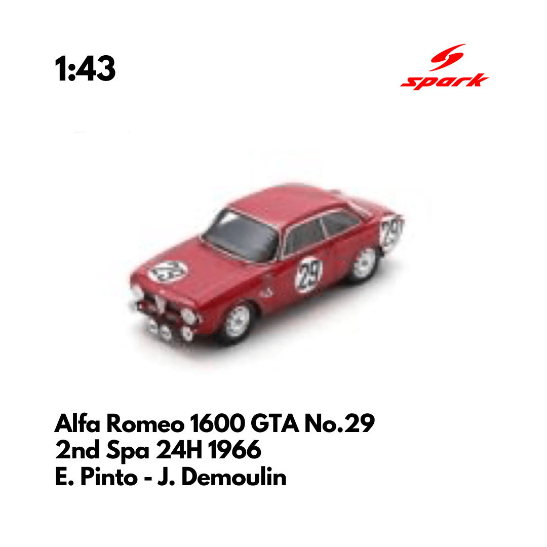 Alfa Romeo 1600 GTA No.29 2nd Spa 24H 1966 - 1:43 Spark Model Car