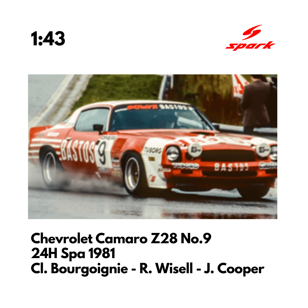 Chevrolet Camaro Z28 No.9 Bastos S. Power Racing - 24H Spa 1981 - 1:43 Spark Model Car
