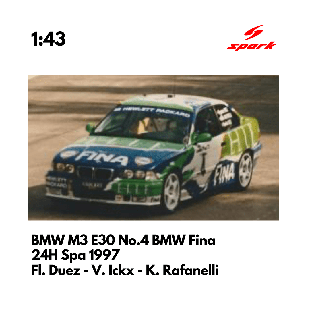 BMW M3 E30 No.4 BMW Fina - 24H Spa 1997 - 1:43 Spark Model Car