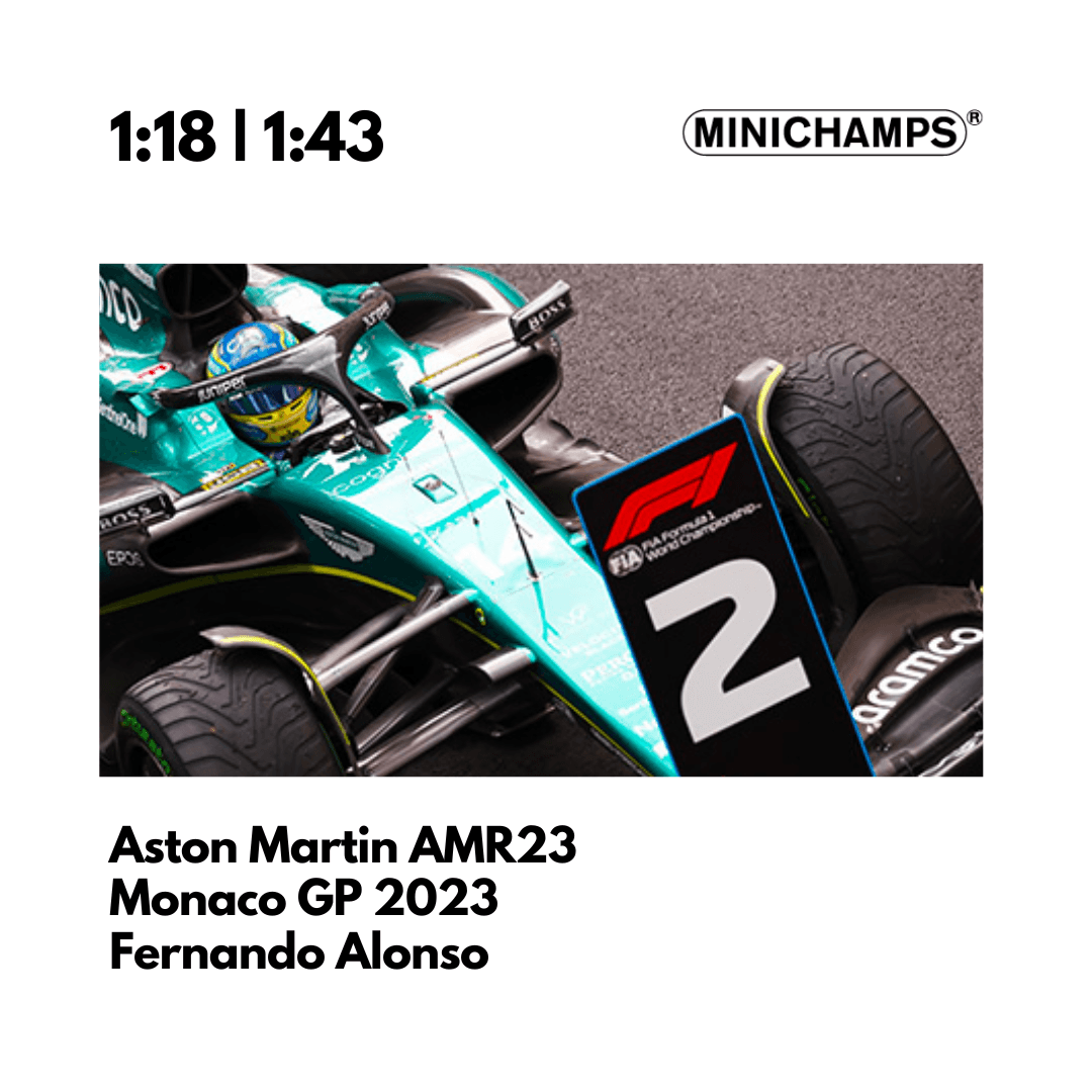 ASTON MARTIN ARAMCO COGNIZANT FORMULA ONE TEAM AMR23 - FERNANDO ALONSO - 2ND MONACO GP 2023  Model Car -Minichamps