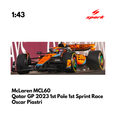 McLaren MCL60 | Qatar GP 2023 Model Car Oscar Piastri Sprint Race First Win With Pit Board- Spark Model