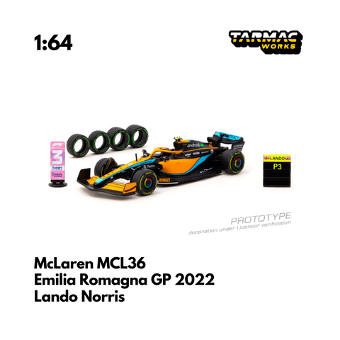 Scale 1/64 - McLaren MCL36 Emilia Romagna Grand Prix 2022 Lando Norris - Tarmac Works