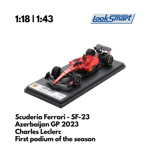 Scuderia Ferrari SF-23 Charles Leclerc Azerbaijan GP 2023 F1 Looksmart Model Car - First podium of the season.