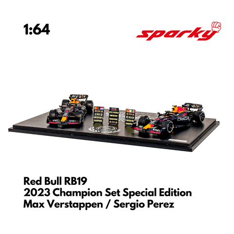 Red Bull RB19 2023 F1 Model Car - 6th Constructors Champion Special Set - Max Verstappen & Sergio Perez Model Car - Scale 1/64 Sparky