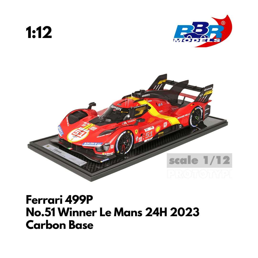 Ferrari 499P No.51 Winner Le Mans 24H 2023 Carbon Base 1:12 Model Car - BBR