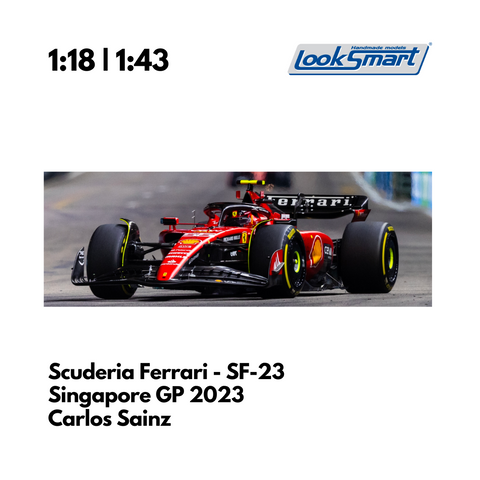 Scuderia Ferrari SF-23 Carlos Sainz Singapore GP 2023 F1 Looksmart Model Car - Second-Win