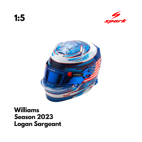 Williams F1 1/5 Proportion Mini Helmet Logan Sargeant 2023 F1 Season