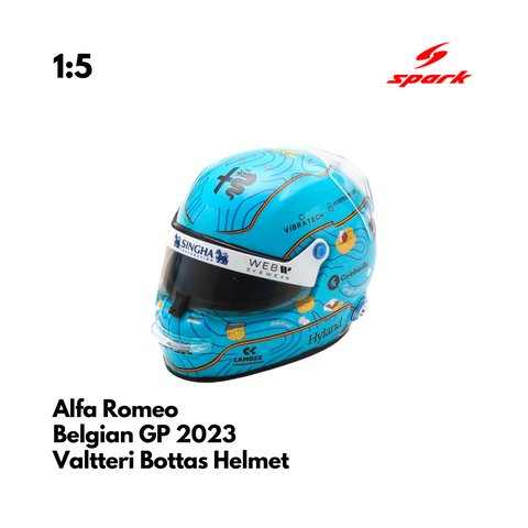 Alfa Romeo F1 1/5 Proportion Model Mini Helmet Valtteri Bottas Belgian GP 2023