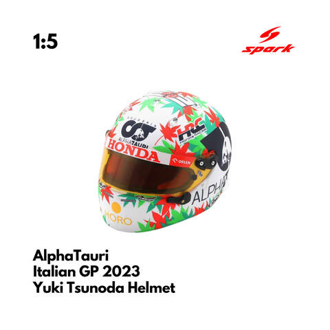 AlphaTuaru F1 1/5 Proportion Mini Helmet Yuki Tsunoda Italian GP 2023
