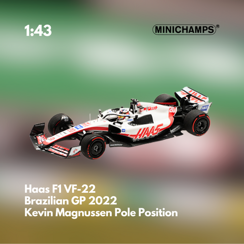 HAAS VF-22 - Kevin Magnussen POLE POSITION Brazilian GP 2022 - 1/43 Minichamps Model Car