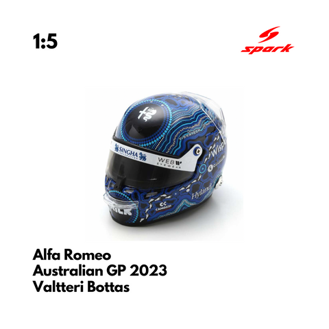 Alfa Romeo F1 1/5 Proportion Model。Mini Helmet Valtteri Bottas Australian GP 2023