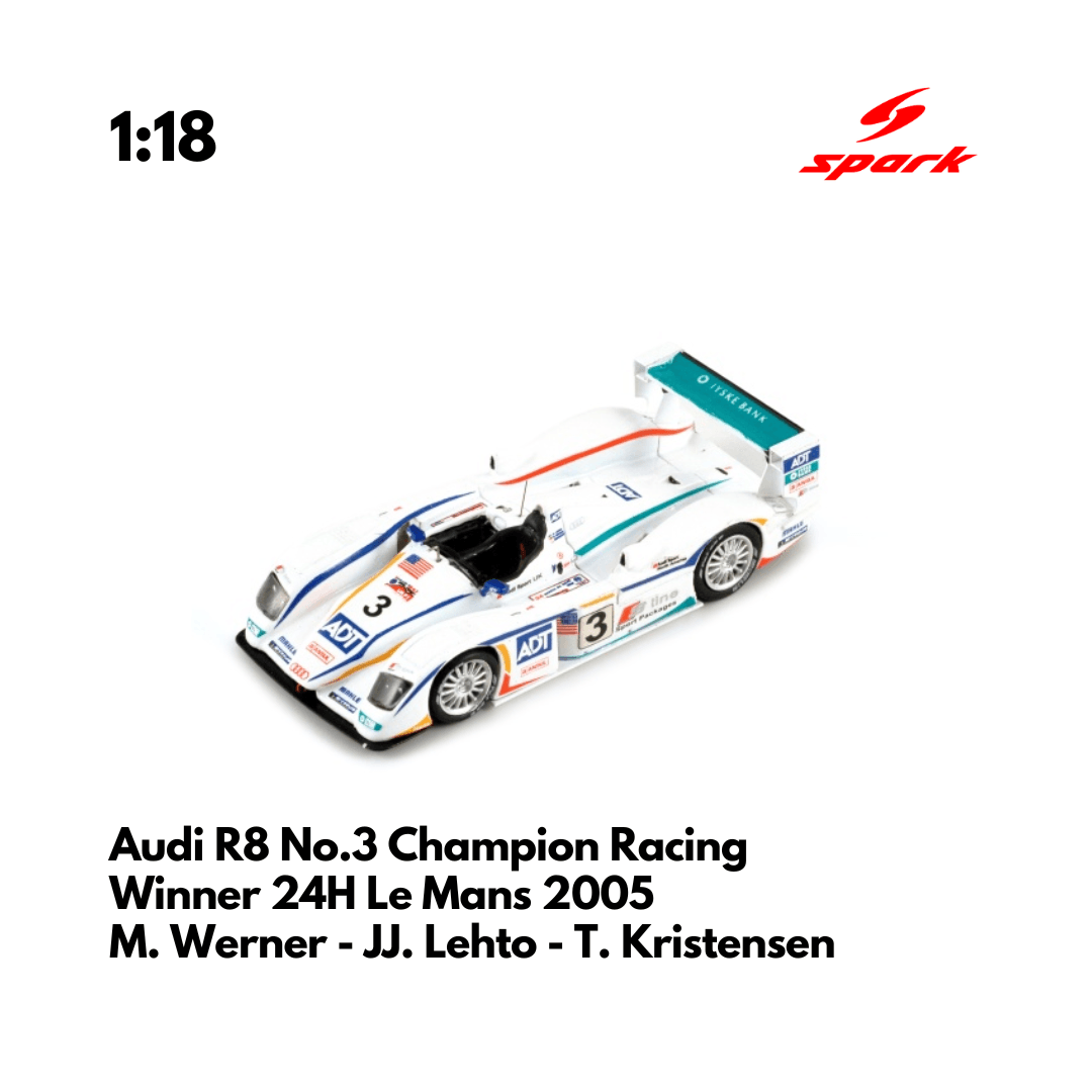 Audi R8 No.3 Champion Racing - 1/18 Heritage Spark Model Car