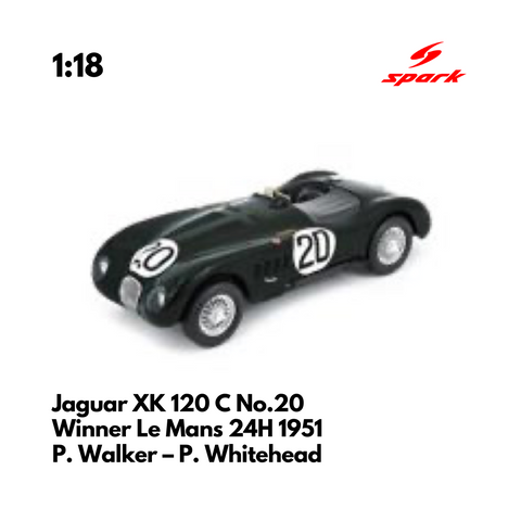 Jaguar XK 120 C No.20 Winner Le Mans 24H 1951 - 1:18 Spark Model Car