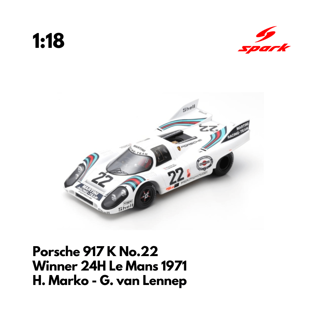 Porsche 917 K No.22 Winner 24H Le Mans 1971 - 1/18 Heritage Spark Model Car