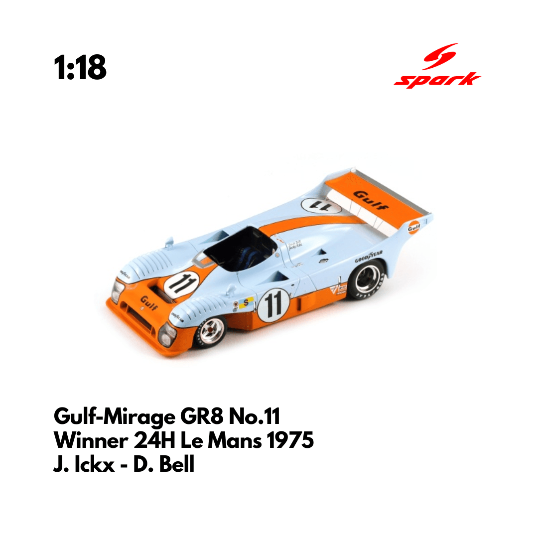 Gulf-Mirage GR8 No.11 Winner 24H Le Mans 1975 - 1/18 Heritage Spark Model Car