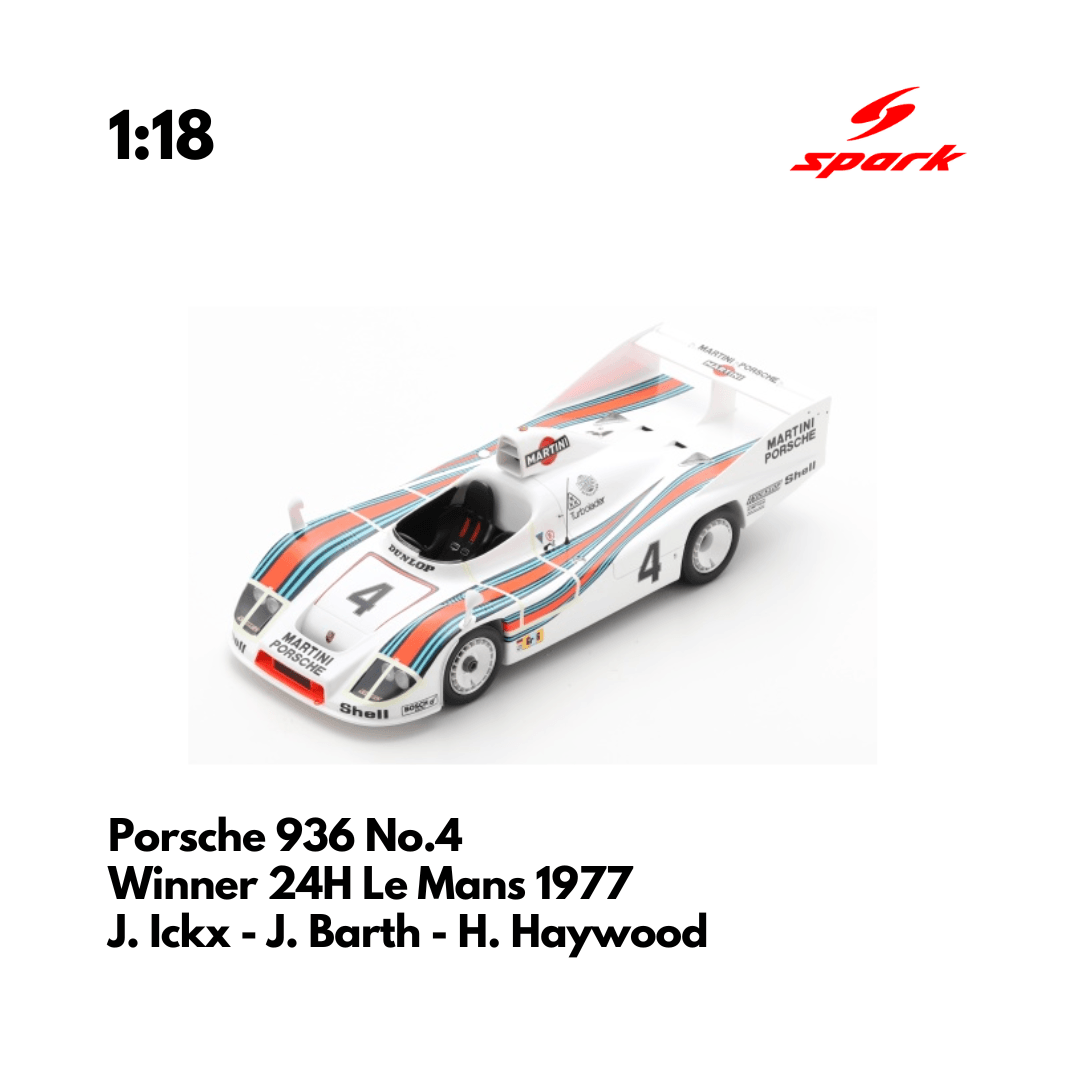 Porsche 936 No.4 Winner 24H Le Mans 1977 - 1/18 Heritage Spark Model Car