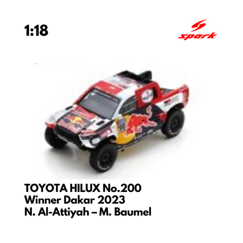 TOYOTA HILUX No.200 Winner Dakar 2023 - 1:18 Spark Model Car
