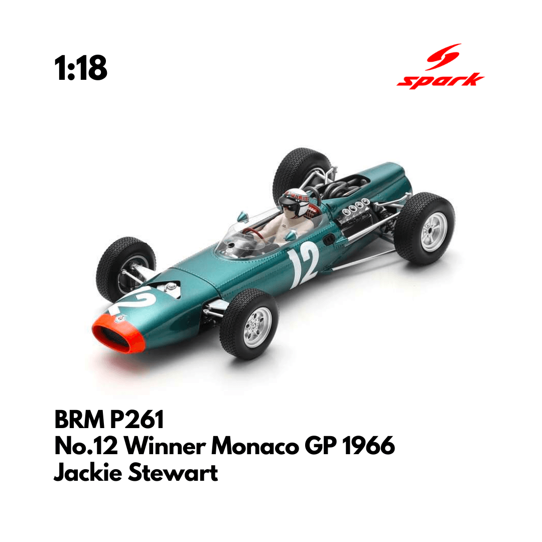 BRM P261 No.12 Winner Monaco GP 1966 - Jackie Stewart - 1:18 Spark Model Car