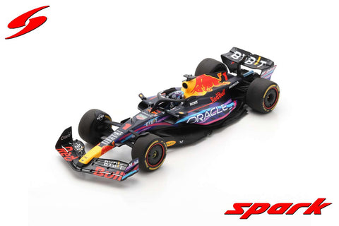Red Bull RB19 2023 F1 Model Car - Miami GP Special Livery 2023 Max Verstappen 1st & Sergio Perez 2nd - Spark Model