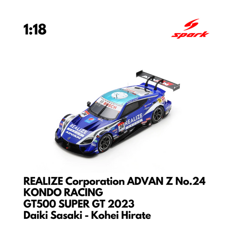 GT500 SUPER GT 2023 - REALIZE Corporation ADVAN Z No.24 KONDO RACING - 1:18 Spark Model Car