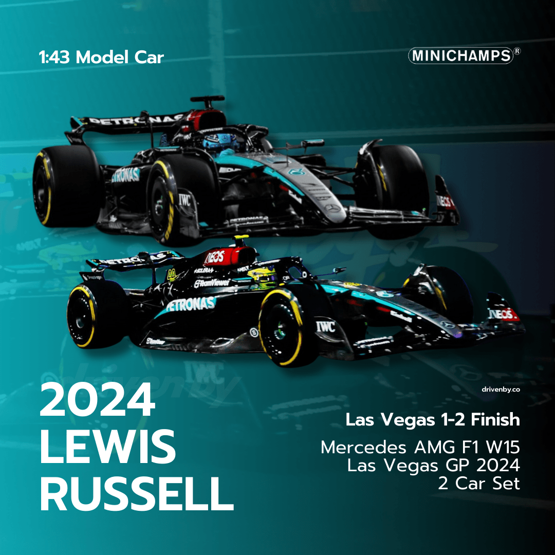 Lewis Hamilton & George Russell Las Vegas 1-2 Finish Car Set - Mercedes AMG W15 F1 Season 2024 Model Car - Minichamps