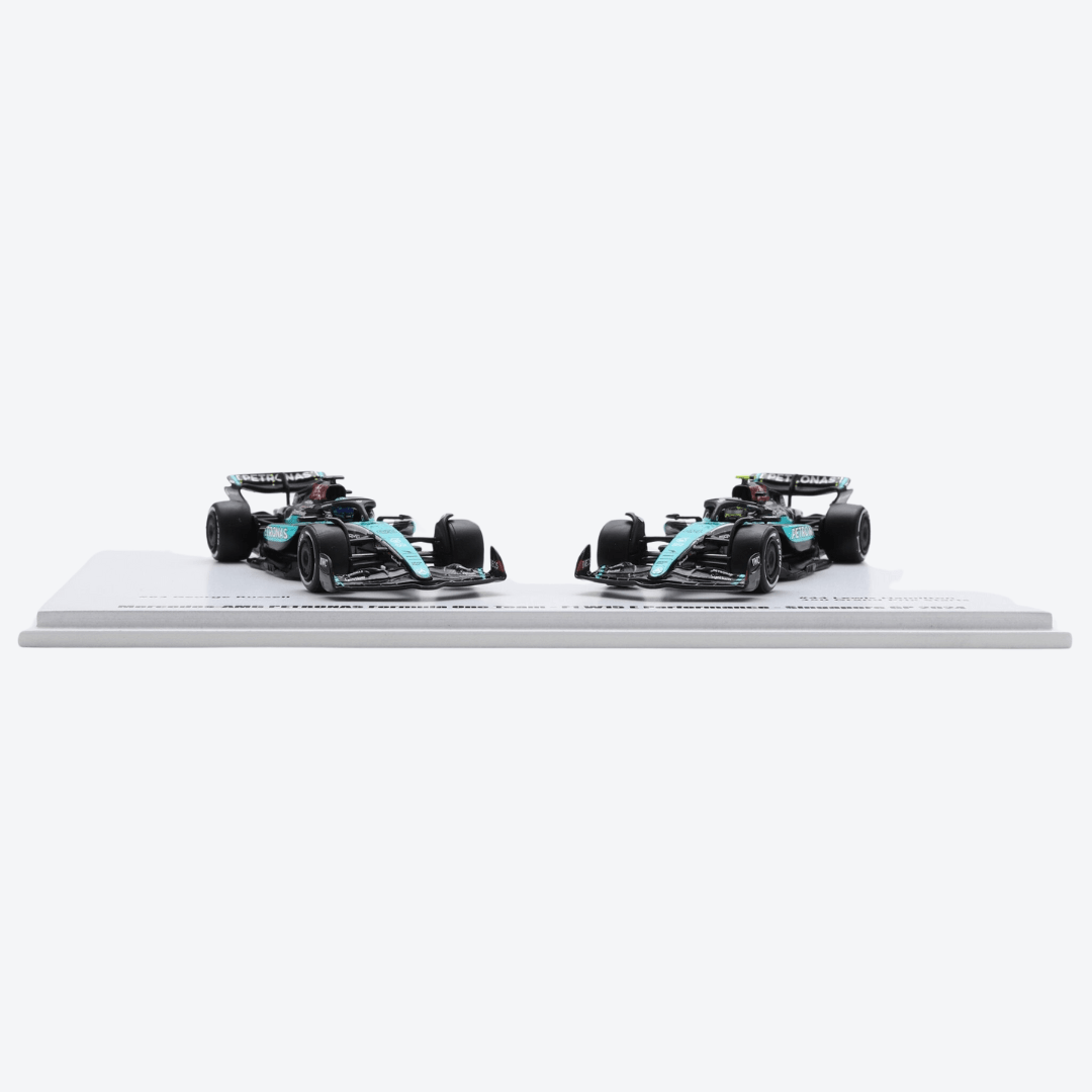 Mercedes AMG F1 W15 2024 F1 Model Car Set - Petronas 50 Years Singapore GP 2024 Special Livery - Lewis Hamilton & George Russell Model Car - Scale 1:64 Sparky