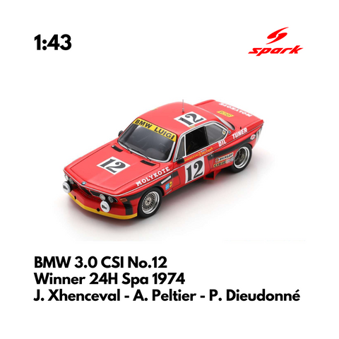 BMW 3.0 CSI No.12 - Winner 24H Spa 1974 - 1:43 Spark Model Car