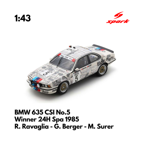 BMW 635 CSI No.5 - Winner 24H Spa 1985- 1:43 Spark Model Car