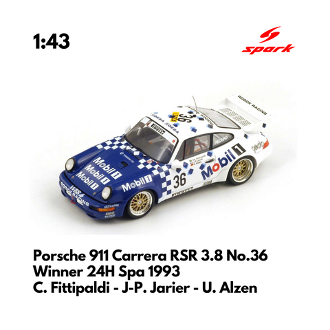 Porsche 911 Carrera RSR 3.8 No.36 - Winner 24H Spa 1993 - 1:43 Spark Model Car