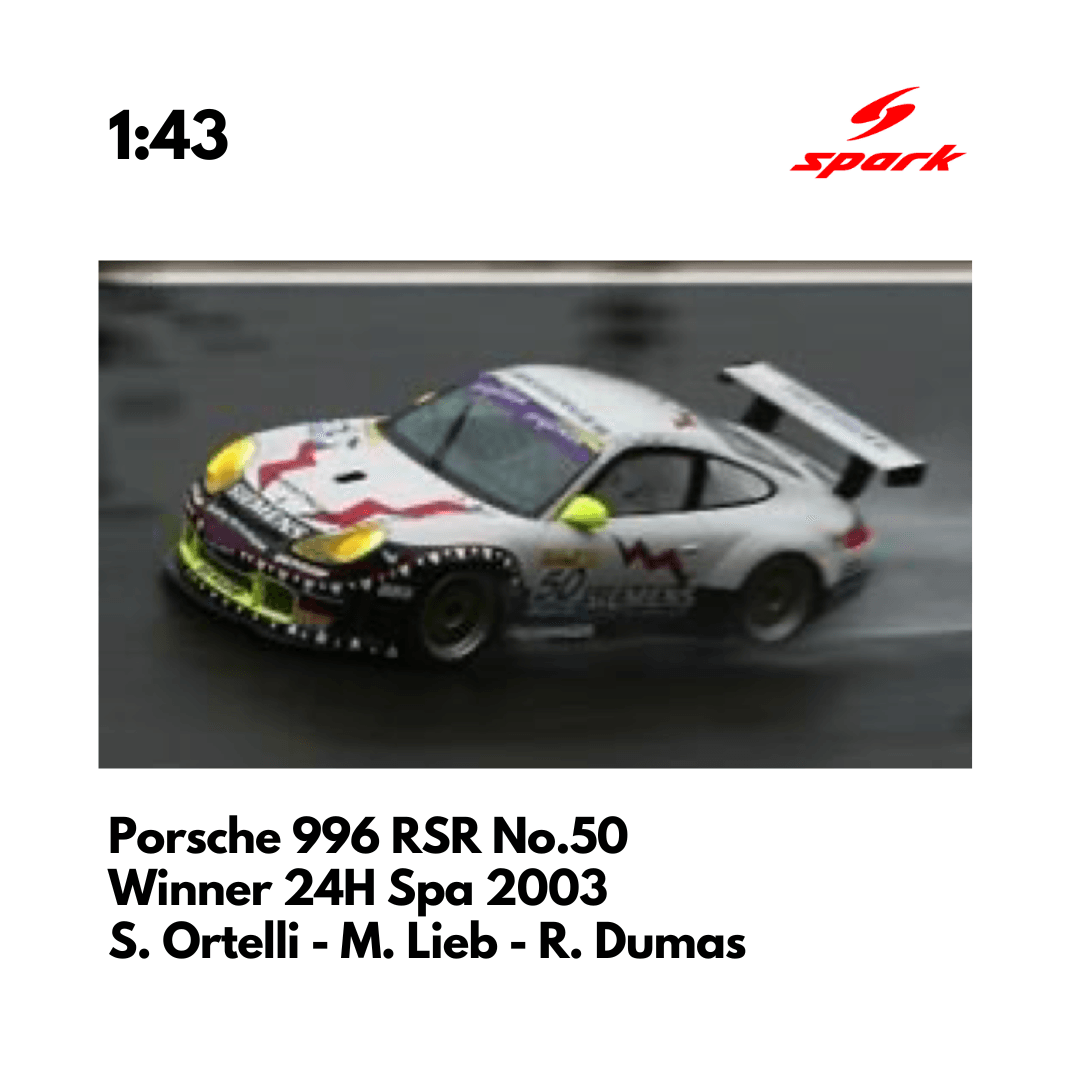 Porsche 996 RSR No.50 Freisinger Motorsport Winner 24H Spa 2003 - 1:43 Spark Model Car