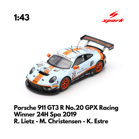 Porsche 911 GT3 R No.20 GPX Racing Winner 24H Spa 2019 - 1:43 Spark Model Car