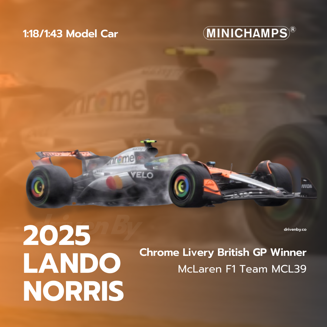Lando Norris – British GP Winner 2025 Chrome Livery McLaren F1 Team MCL39 –  Minichamps Mode Car