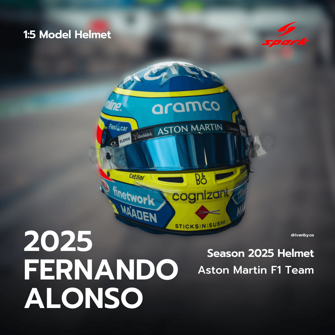Fernando Alonso Helmet Aston Martin Aramco F1 Team Season 2025 Helmet - Spark 1:5 Helmet