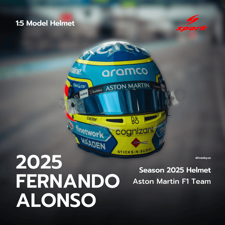 Fernando Alonso Helmet Aston Martin Aramco F1 Team Season 2025 Helmet - Spark 1:5 Helmet