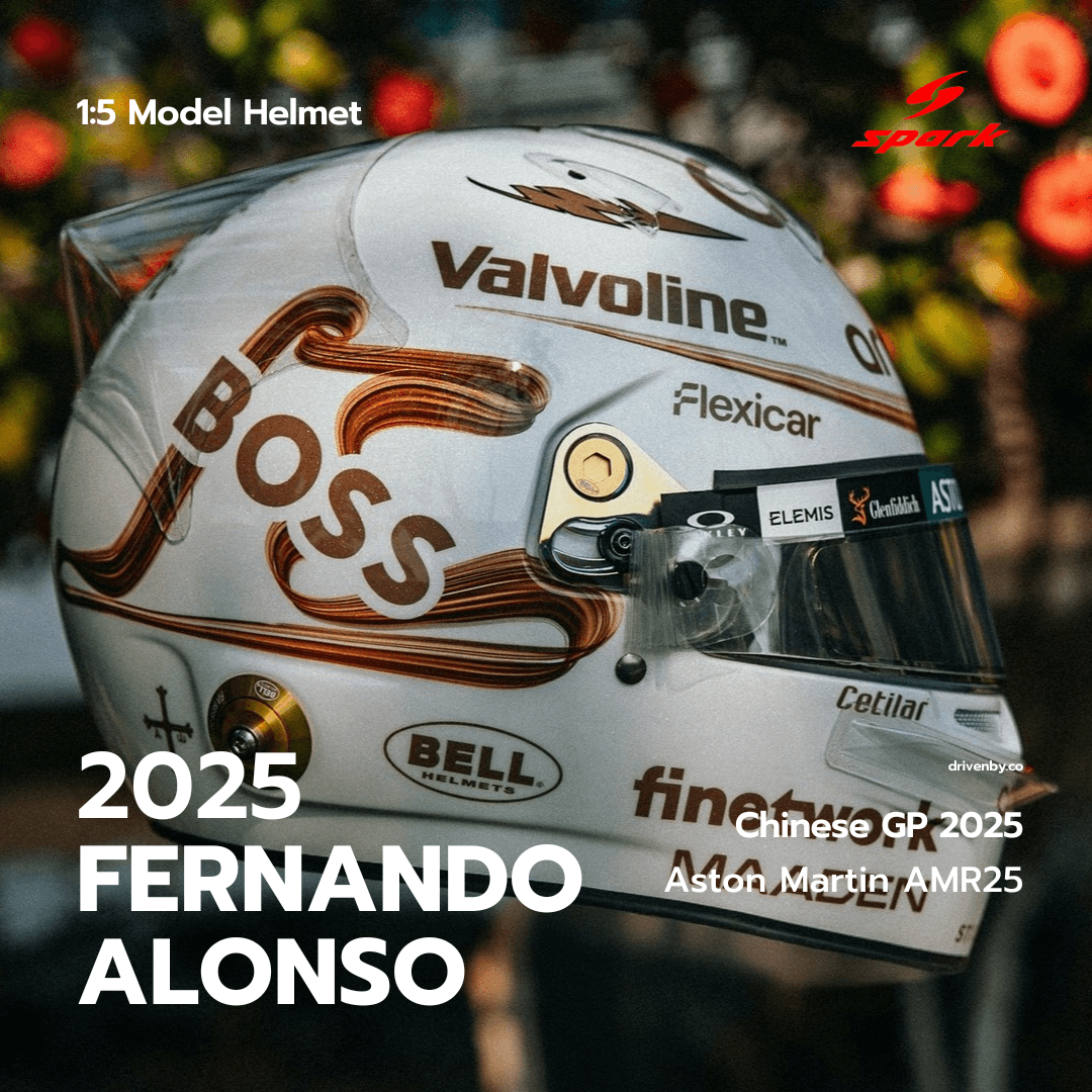 Fernando Alonso Helmet Chinese GP 2025 - Aston Martin Aramco Formula One Team - Spark 1:5 Helmet