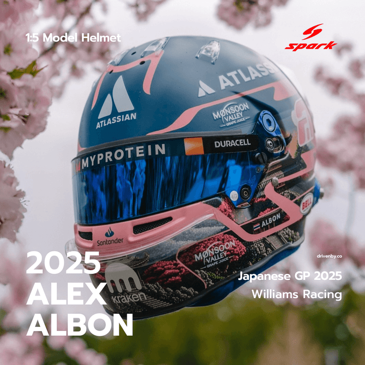 Alex Albon Helmet Japanese GP 2025 - Williams Racing - Spark 1:5 Helmet