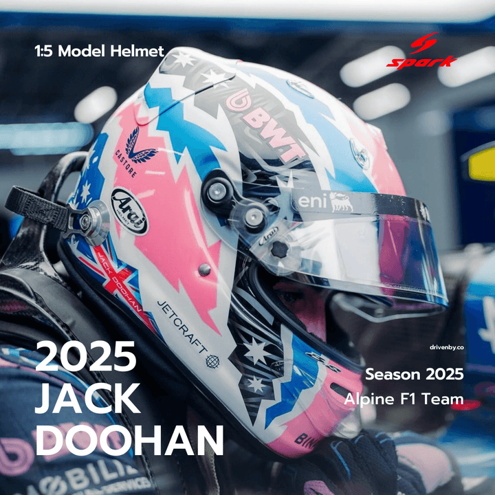 Jack Doohan Helmet Season 2025 - BWT Alpine Formula One Team - Spark 1:5 Helmet