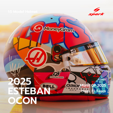 Esteban Ocon Miami GP 2025 - MoneyGram Haas F1 Team - 1/5 Spark Model Helmet