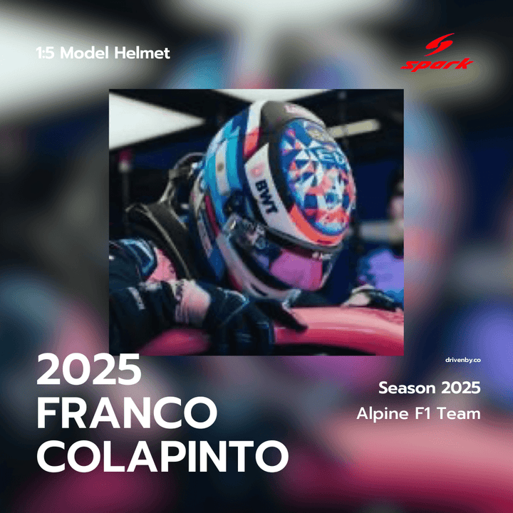 Franco Colapinto Helmet Season 2025- BWT Alpine Formula One Team- Spark 1:5 Helmet