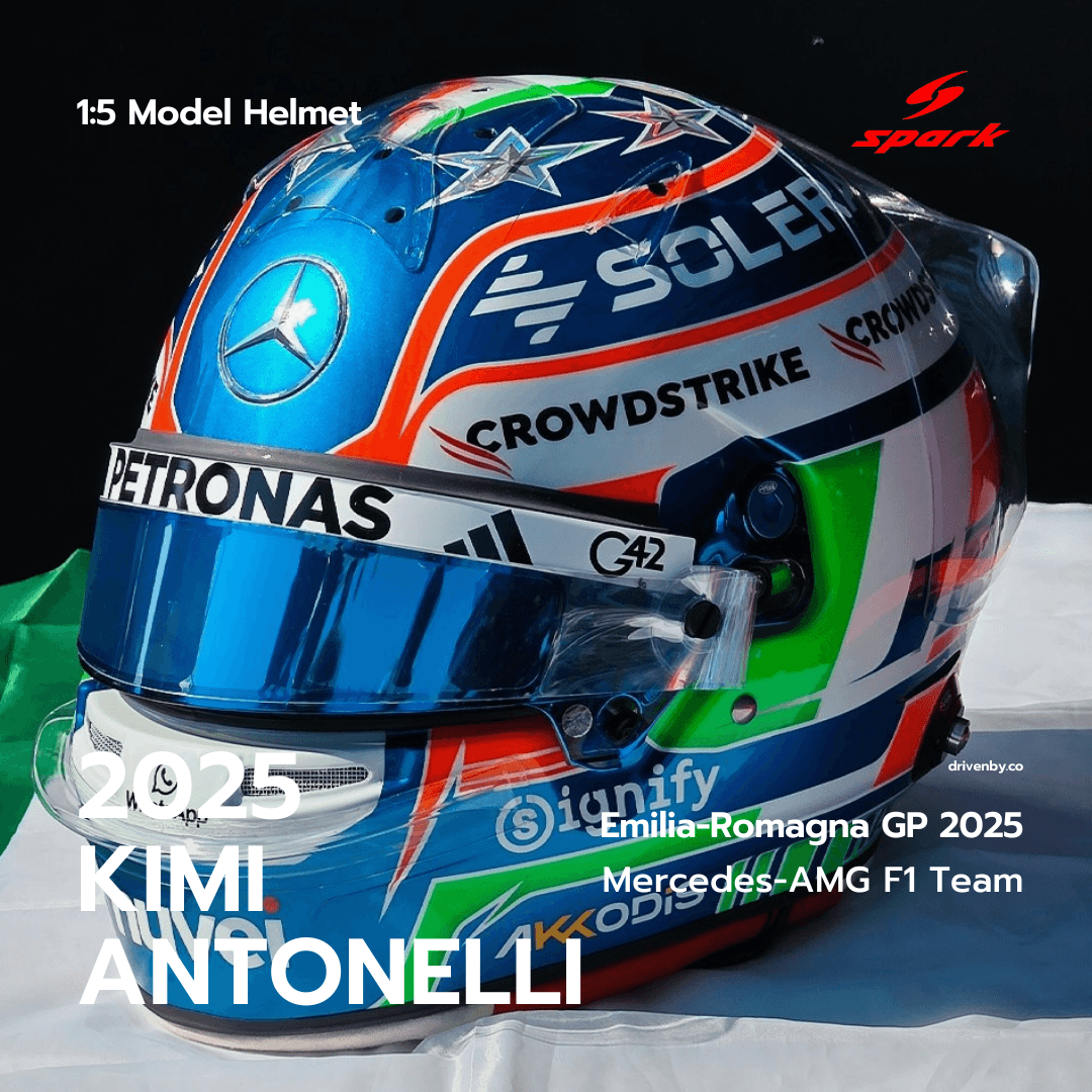 Kimi Antonelli Helmet Emilia Romagna GP 2025 - Mercedes-AMG PETRONAS F1 Team - 1:5 Spark Model Helmet