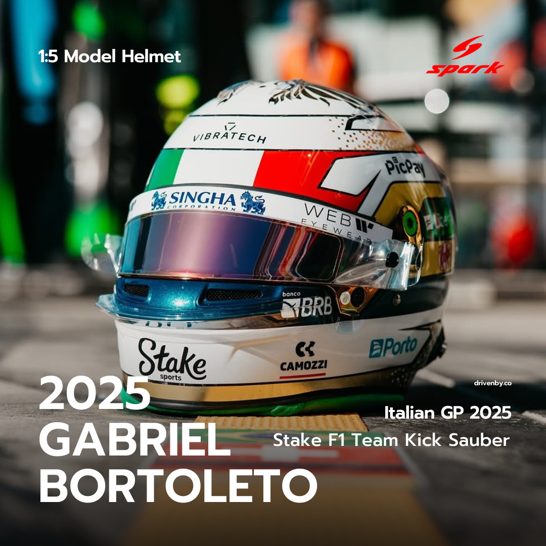 Gabriel Bortoleto Helmet Italian GP 2025 Stake F1 Team Kick Sauber - Spark 1:5 Helmet