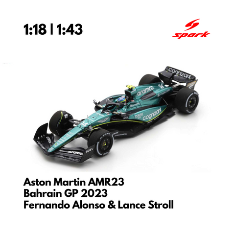 Aston Martin AMR23 - 2023 F1 Model Car Bahrain GP Fernando Alonso & Lance Stroll - Spark Model