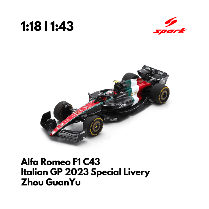 Alfa Romeo F1 C43 | Italian GP 2023 Special Livery Model Car - Zhou Guanyu & Valtteri Bottas - Spark Model