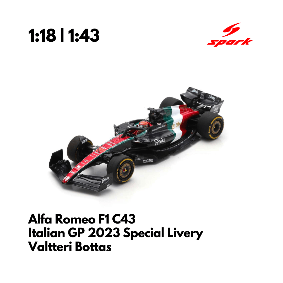 Alfa Romeo F1 C43 | Italian GP 2023 Special Livery Model Car - Zhou Guanyu & Valtteri Bottas - Spark Model