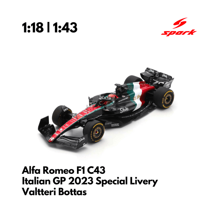 Alfa Romeo F1 C43 | Italian GP 2023 Special Livery Model Car - Zhou Guanyu & Valtteri Bottas - Spark Model