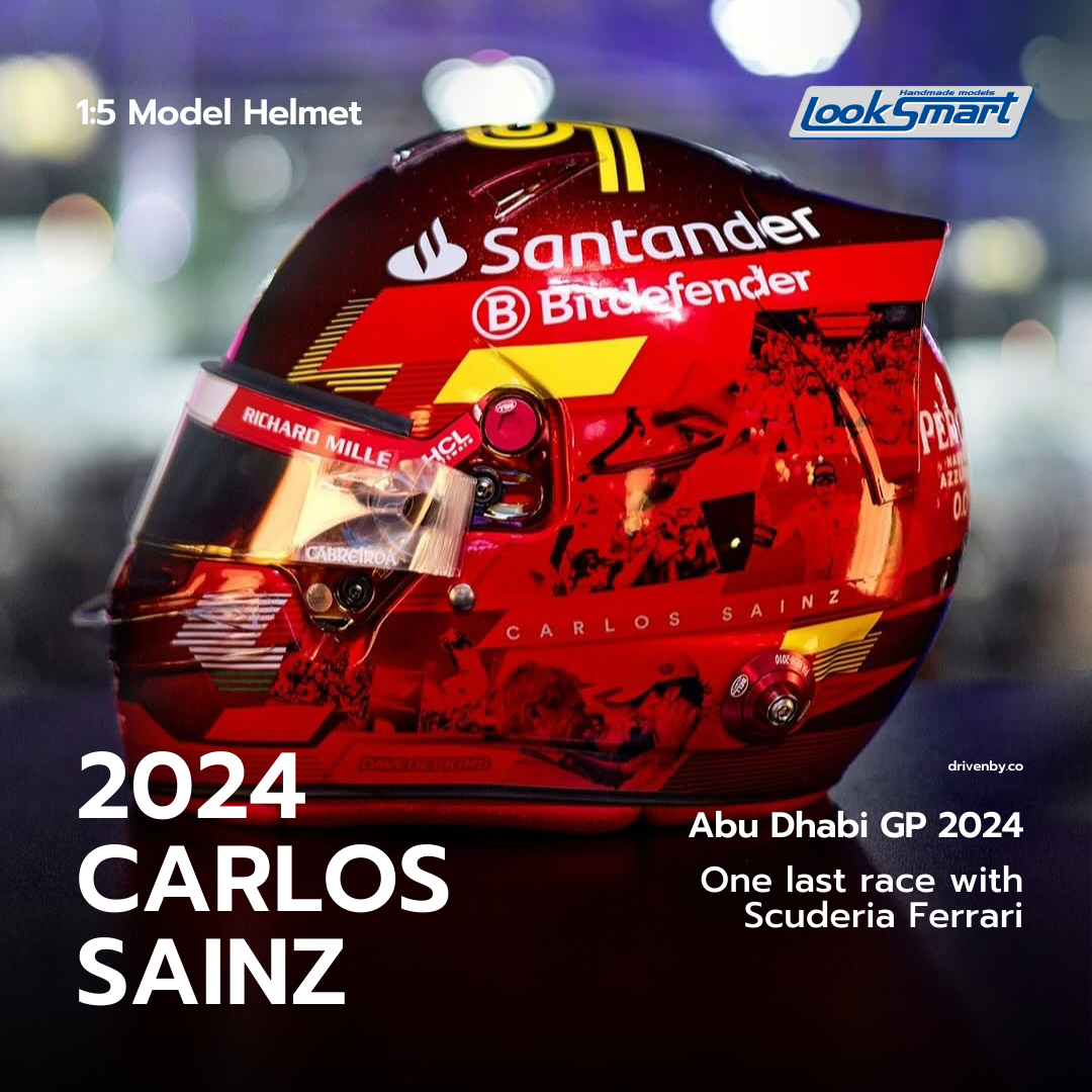 Carlos Sainz - Scuderia Ferrari Abu Dhabi GP 2024 Helmet - Looksmart 1:5 Mini Helmet