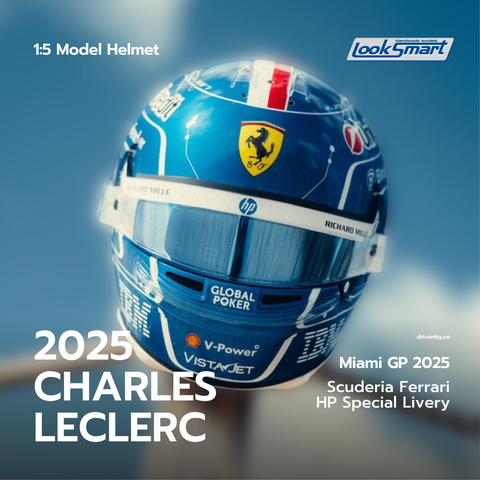 Charles Leclerc - Miami GP Special 2025 Scuderia Ferrari F1 Helmet - Scale 1/5 Looksmart Mini Helmet