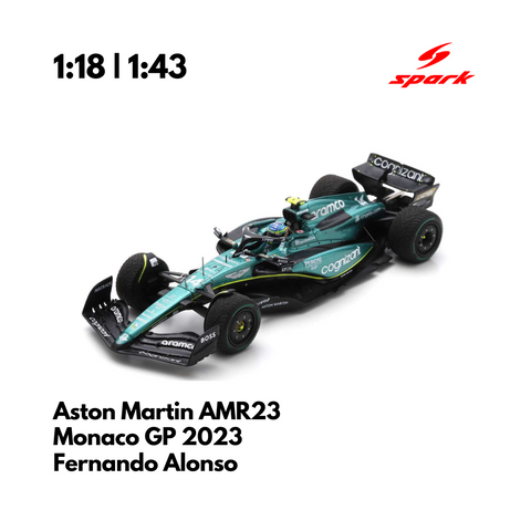 Aston Martin AMR23 - 2023 F1 Model Car Fernando Alonso 2nd Monaco GP - Spark Model