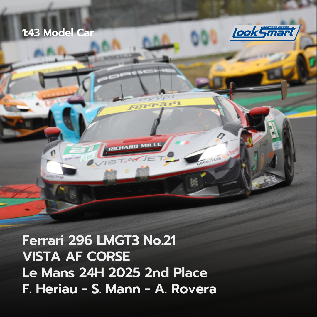Ferrari 296 LMGT3 No.21 VISTA AF CORSE Le Mans 24H 2025 2nd Place - Looksmart 1:43 Model Car